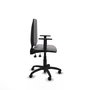 Chaise de bureau Aýna avec mécanisme Asincro, revêtement en simili cuir gris. Équipée d'une base en polyamide noir, d'accoudoirs 1D et de roulettes pour parquet