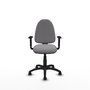 Chaise de bureau Aýna avec mécanisme Asincro, revêtement en simili cuir gris. Équipée d'une base en polyamide noir, d'accoudoirs 1D et de roulettes pour parquet