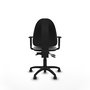 Chaise de bureau Aýna avec mécanisme Asincro, revêtement en simili cuir gris. Équipée d'une base en polyamide noir, d'accoudoirs 1D et de roulettes pour parquet