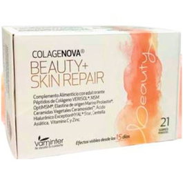 Vaminter Colagenova Beauty Skin Repair 21 Sbrs - Complément alimentaire en poudre au collagène, acide hyaluronique et vitamine C - Peau, cheveux, ongles - 21 sachets
