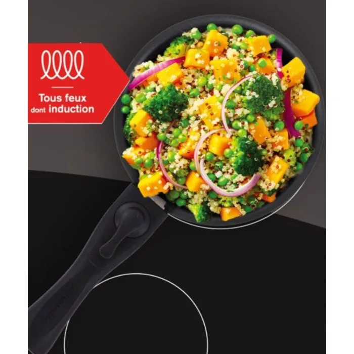 Arthur Martin AM2984 - Set de 2 casseroles anti-adhésif induction, Ø 16 et 20 cm avec poignées amovibles, gris mat