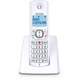 Alcatel F530 Téléphone fixe sans fil solo avec blocage d'appels évolué, écran rétro-éclairé, répertoire 100 contacts, mains libres, couleur gris