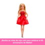 Barbie - Mattel - Poupée de Collection 80ème Anniversaire Mattel Jgd25 - Robe Rouge Rubis et Accessoires Festifs