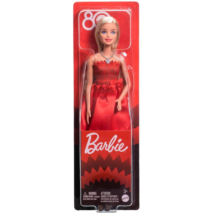 Barbie - Mattel - Poupée de Collection 80ème Anniversaire Mattel Jgd25 - Robe Rouge Rubis et Accessoires Festifs Barbie - Mattel - Poupée de Collection 80ème Anniversaire Mattel Jgd25 - Robe Rouge Rubis et Accessoires Festifs