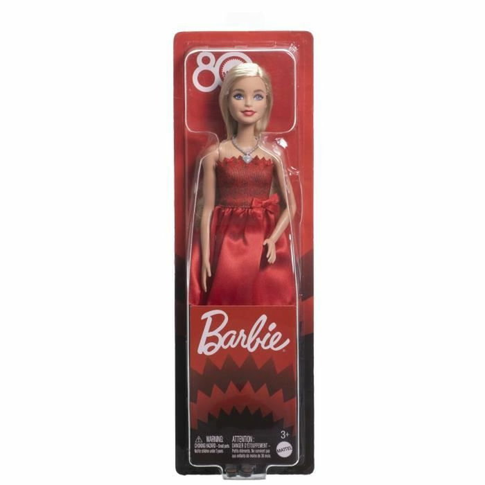 Mattel Barbie 80ème Anniversaire - Poupée de Collection en Robe Rouge Rubis