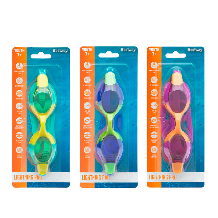 Bestway 21065 Lunettes de Natation Junior Silicon Anti-buée Enfant 7+ Ans Piscine et Plage