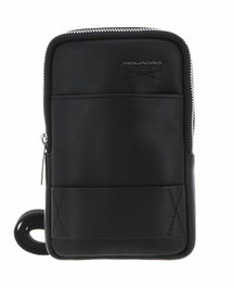 Piquadro Obidos Sac bandoulière en cuir Noir