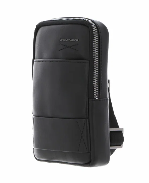 Piquadro Obidos Sac bandoulière en cuir Noir