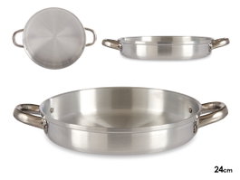 Kinvara Poêle en Aluminium avec Poignées 24 cm Argent Compatible Gaz et Four (Set de 12)
