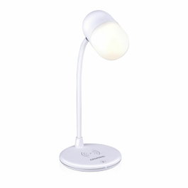 Grundig Lampe de bureau LED 3-en-1 avec haut-parleur et chargeur sans fil, Blanc