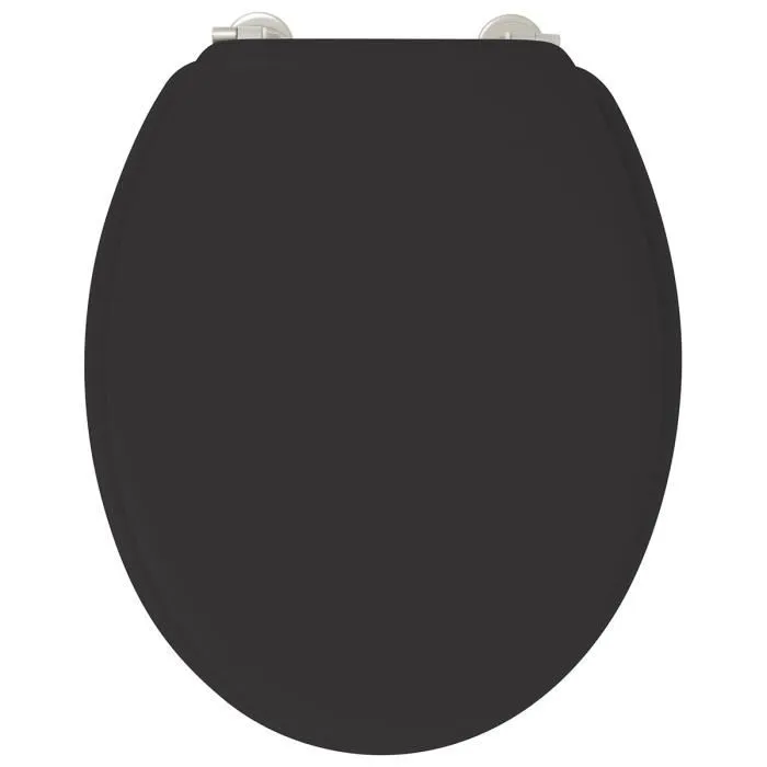 Gelco Abattant WC Duplo Noir - Poudre de Bambou - Charnières Inox - Universel