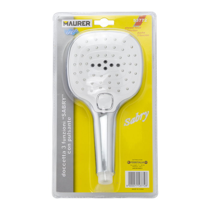 MAURER Maneral de douche à 3 fonctions avec bouton poussoir Ø 12 cm MAURER Maneral de douche à 3 fonctions avec bouton poussoir Ø 12 cm