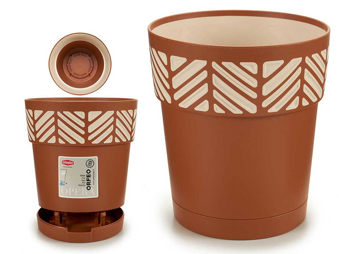 Stefanplast Pot de fleur Orfeo plastique 15 cm terracota avec réserve d'eau (Set de 12) Stefanplast Pot de fleur Orfeo plastique 15 cm terracota avec réserve d'eau (Set de 12)