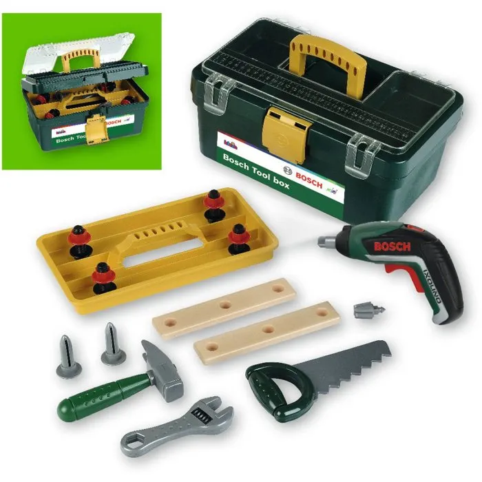 Klein - KLEIN - 8609 - Caisse à outils Bosch avec visseuse électronique Ixolino II, accessoires et compartiment de rangement - Pour enfant dès 3 ans Klein - KLEIN - 8609 - Caisse à outils Bosch avec visseuse électronique Ixolino II, accessoires et compartiment de rangement - Pour enfant dès 3 ans