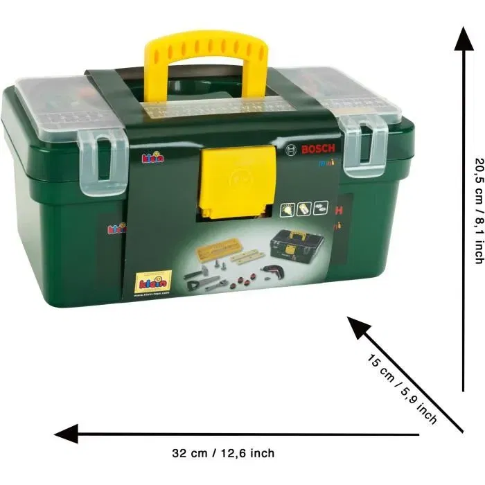 Klein - KLEIN - 8609 - Caisse à outils Bosch avec visseuse électronique Ixolino II, accessoires et compartiment de rangement - Pour enfant dès 3 ans