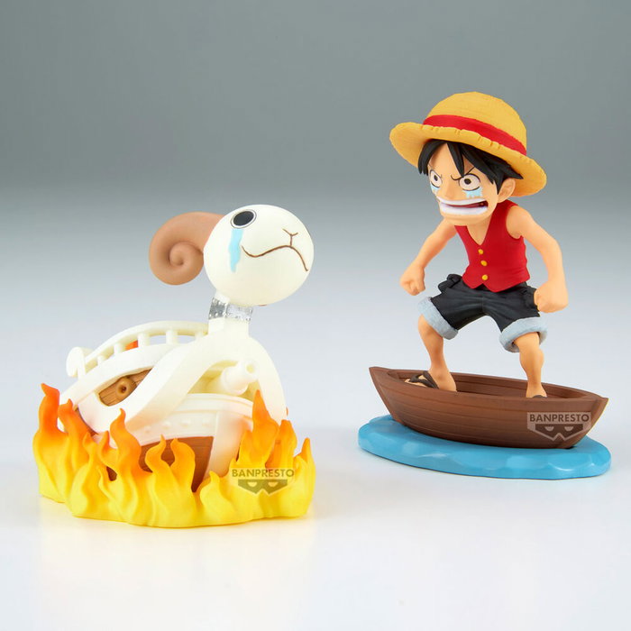 Banpresto Figure One Piece Log Stories Luffy avec Going Merry - Statuette de collection 8cm
