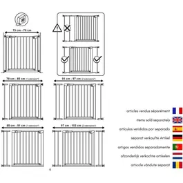 Webaby Barrière de Sécurité Mobi en Acier Blanc 72.5-79.5 cm, Installation par Pression avec Ouverture Portillon à Une Main