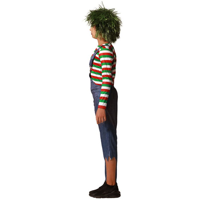 Déguisement enfant muñeco maldito avec chemise rayée et salopette, Halloween, 7-9 ans, Polyester gris, Licences Autres, Nouveauté 2025