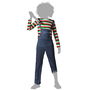 Déguisement enfant muñeco maldito avec chemise rayée et salopette, Halloween, 7-9 ans, Polyester gris, Licences Autres, Nouveauté 2025