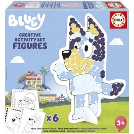 Educa - Set créatif d'activités 3D Bluey - Jeu de décoration avec autocollants colorés et personnages en carton à assembler pour enfants à partir de 3 ans