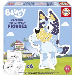 Educa Set créatif 3D Bluey - 4 figurines à colorier, monter et jouer - Version espagnole/anglais