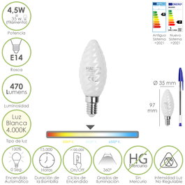 MAURER Ampoule LED Filament Bougie Dépolée E14 4,5W 470lm