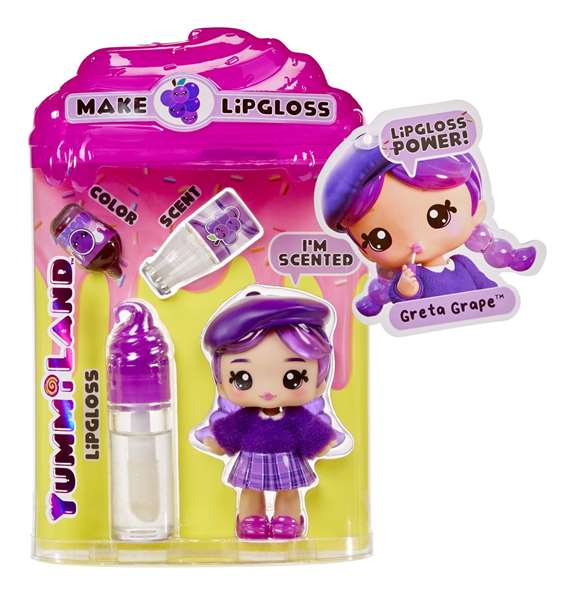 MGA Yummiland Callie - Poupée avec kit de création de gloss goût gâteau d'anniversaire