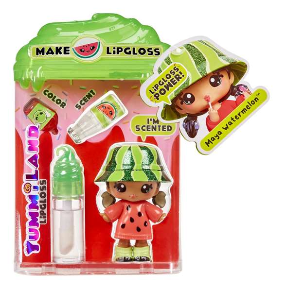 MGA Yummiland Callie - Poupée avec kit de création de gloss goût gâteau d'anniversaire