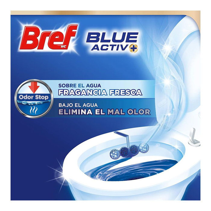 Bref Blue Activ+ WC colgador agua azul y rosa higiene 2+1