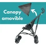 Looping Poussette Canne avec Canopy Amovible, Frein Mono-action, Suspension et Roues Pivotantes - Noir Chiné