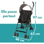 Looping Poussette Canne avec Canopy Amovible, Frein Mono-action, Suspension et Roues Pivotantes - Noir Chiné