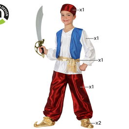 Déguisement Arabe Alibaba Enfant Garçon 10-12 Ans Costume Moyen-Orient 6 Pièces Polyester Multicolore
