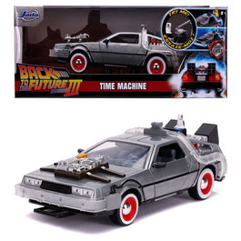JADA TOYS DeLorean Retour vers le Futur 3 - Voiture Réplique 1:24 avec Portes Ouvrantes et Éclairage - 30.5 cm - À Partir de 8 Ans