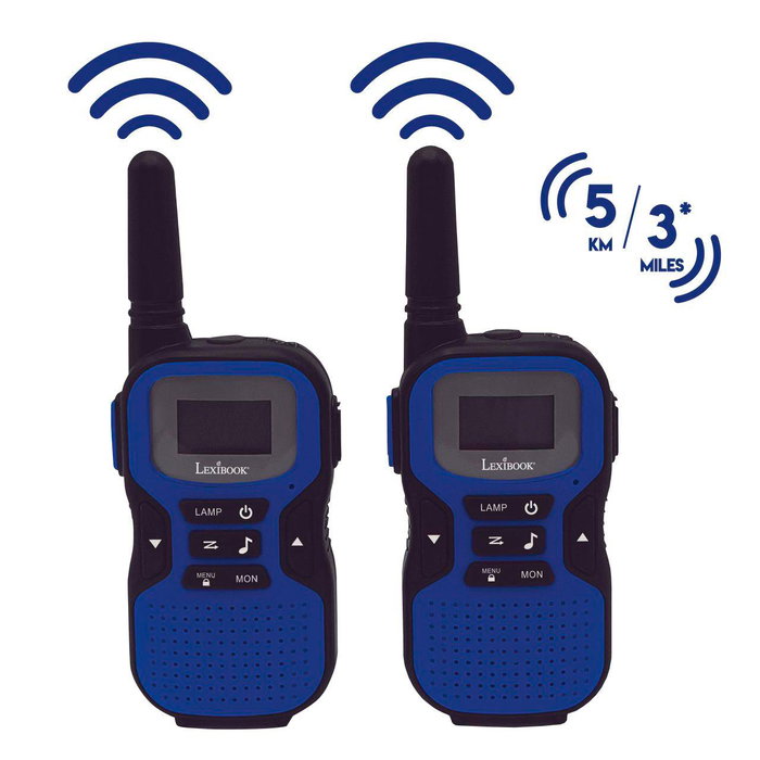 Lexibook Tw60 - Walkie-Talkies Numériques Portée 5 km - 8 Canaux avec Écran LCD, Roger Beep et Verrouillage Télécommande - Communication pour Activités en Extérieur