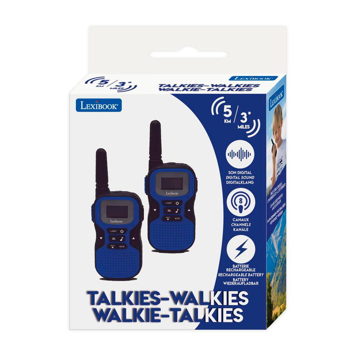 Lexibook Tw60 - Walkie-Talkies Numériques Portée 5 km - 8 Canaux avec Écran LCD, Roger Beep et Verrouillage Télécommande - Communication pour Activités en Extérieur