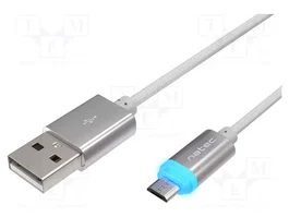 NATEC Câble USB 2.0 PRATI USB A vers Micro USB B, 1m, Gris