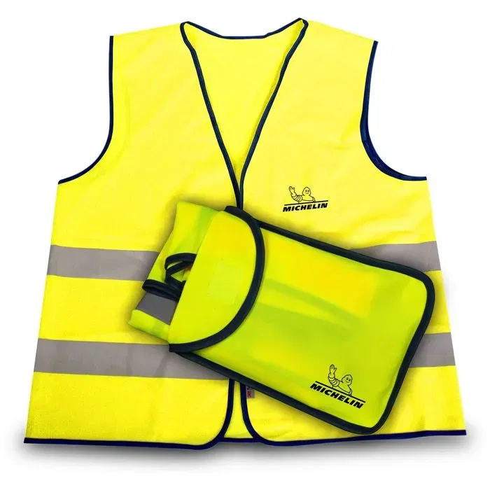 Michelin - Gilet de sécurité haute visibilité avec bandes réfléchissantes 3M et housse de rangement - Taille unique Michelin - Gilet de sécurité haute visibilité avec bandes réfléchissantes 3M et housse de rangement - Taille unique