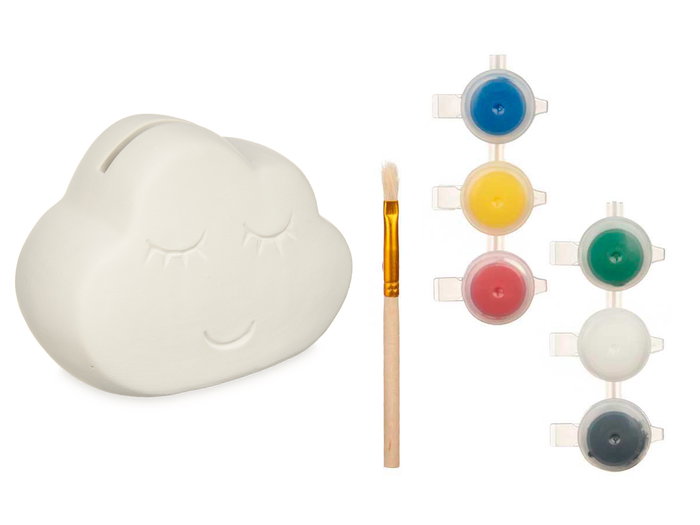 PINCELLO HUCHA PINTAR NUBE 6 Couleurs avec Pinceau, Blanc