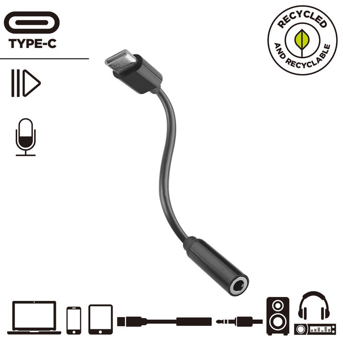 Adaptateur USB-C vers Jack 3.5 mm Muvit for Change JDS-C35 Noir