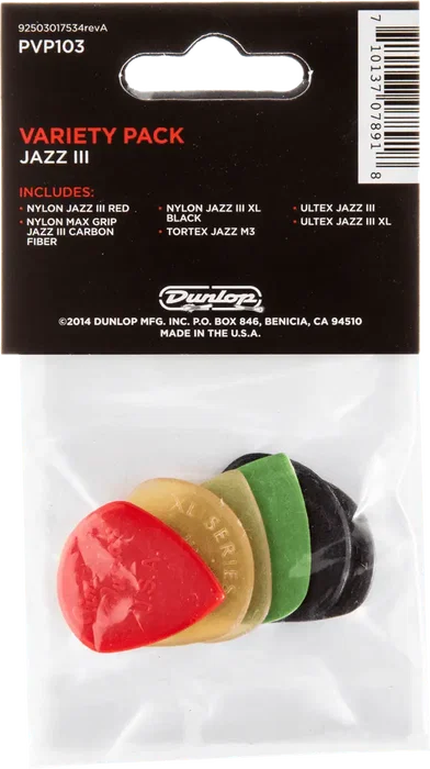 Dunlop Pack Variety Jazz Lot de 6 Médiators