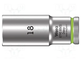WERA Douille 6 pans HEX 18mm 3/8 pouces 64mm