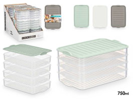 LEKNES Lot de boîtes de conservation 4 niveaux 750ml Assortiment 3 couleurs