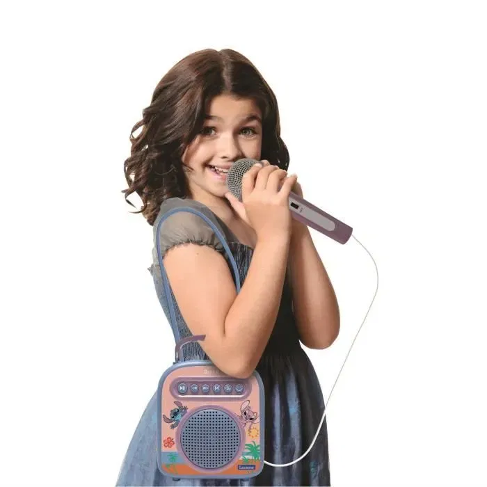 Lexibook Enceinte Bluetooth avec Micros Stitch, Effets Vocaux, USB-C, Compatible Bluetooth/USB/Carte Mémoire, Marque Lexibook