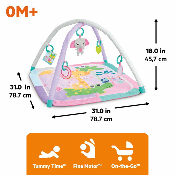 Bright Starts Tapis d'éveil Wild Wiggles Jungle Rose avec Arche Bright Starts Tapis d'éveil Wild Wiggles Jungle Rose avec Arche