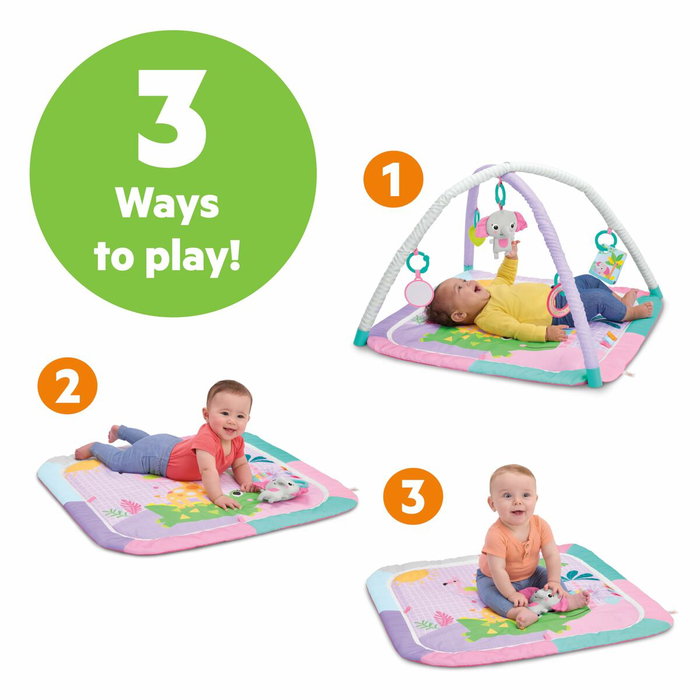 Bright Starts Tapis d'éveil Wild Wiggles Jungle Rose avec Arche Bright Starts Tapis d'éveil Wild Wiggles Jungle Rose avec Arche