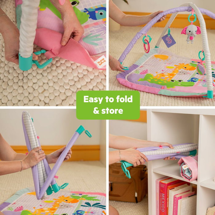 Bright Starts Tapis d'éveil Wild Wiggles Jungle Rose avec Arche Bright Starts Tapis d'éveil Wild Wiggles Jungle Rose avec Arche