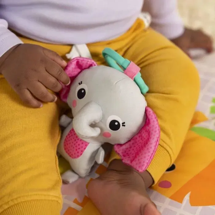 Bright Starts Tapis d'éveil bébé pliable Jungle Rose avec arche, 5 jouets sensoriels et musicaux, miroir sécurisé, pour nouveau-nés