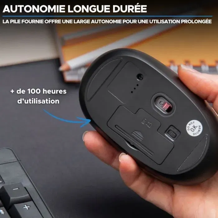 Bluestork Office 25 Souris ergonomique sans fil pour bureau et domicile, pour droitiers et gauchers, capteur optique 1600 dpi