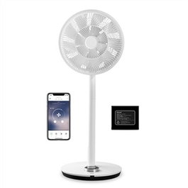 Duux DXCF13 Whisper Flex Ventilateur de bureau et sur pied silencieux Smart Blanc, 26 vitesses, commande smartphone, batterie portable 12h, 51-88 cm