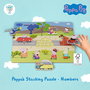 DEQUBE Puzzle d'éveil en bois Peppa Pig pour apprendre les chiffres et à compter - 10 pièces avec préhension facile - Multilingue (Français) - Pour enfants à partir de 24 mois